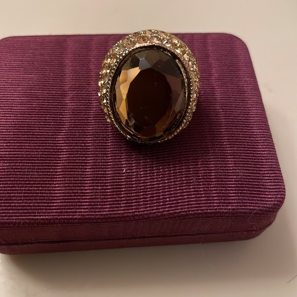 Jewelry - Mens/Womens Brown Stone & Gold Gems Oval Dome Ring 10